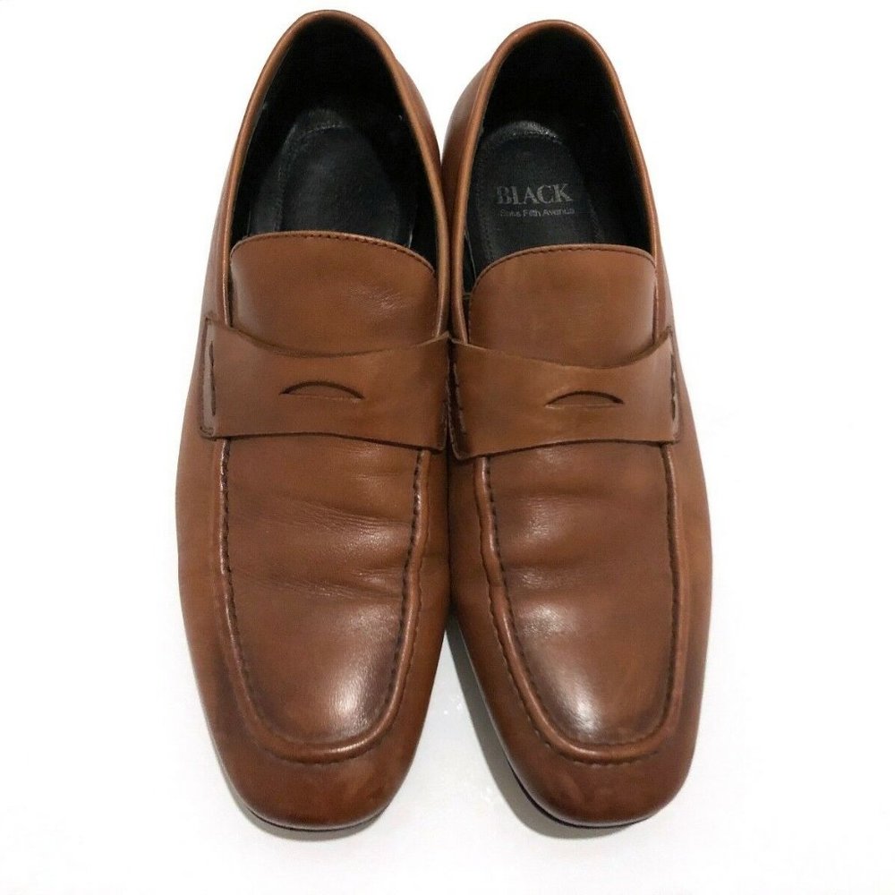 SAKS FIFTH AVE BLACK LABEL Lthr Penny Loafers 9.5